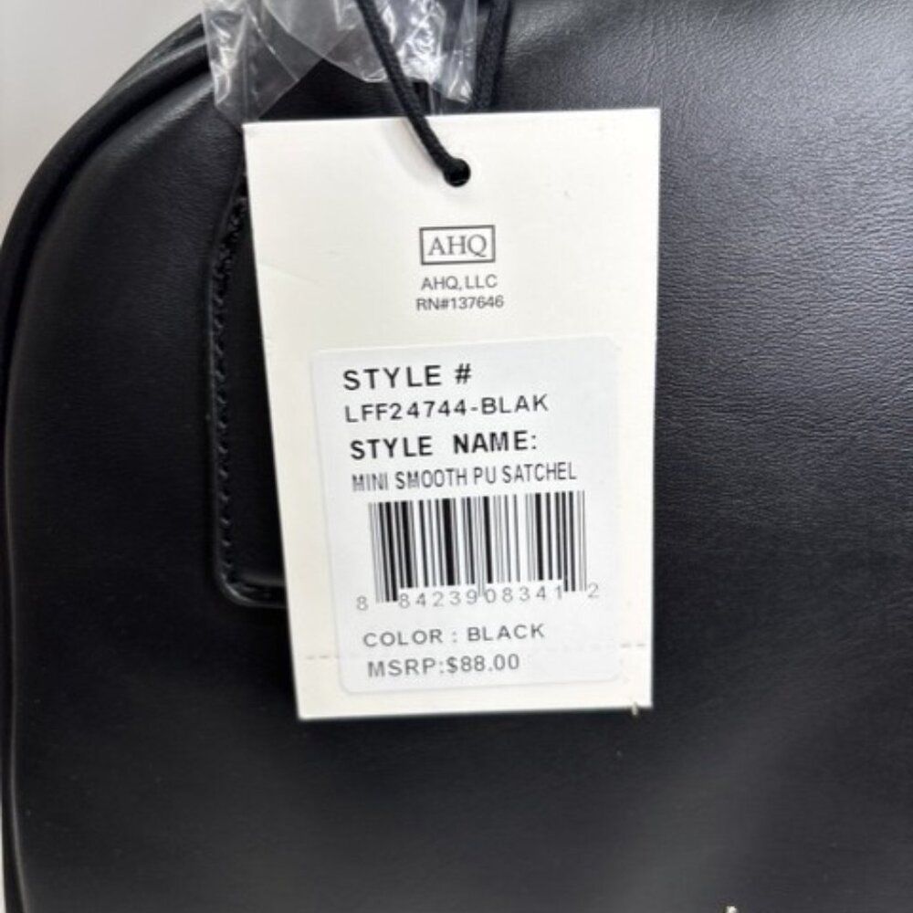 London Fog Mini Smooth PU Satchel/Crossbody/Shoulder Bag Black NWT - Picture 4 of 6